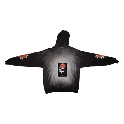 Black & White Rose Zip-Up Hoodie