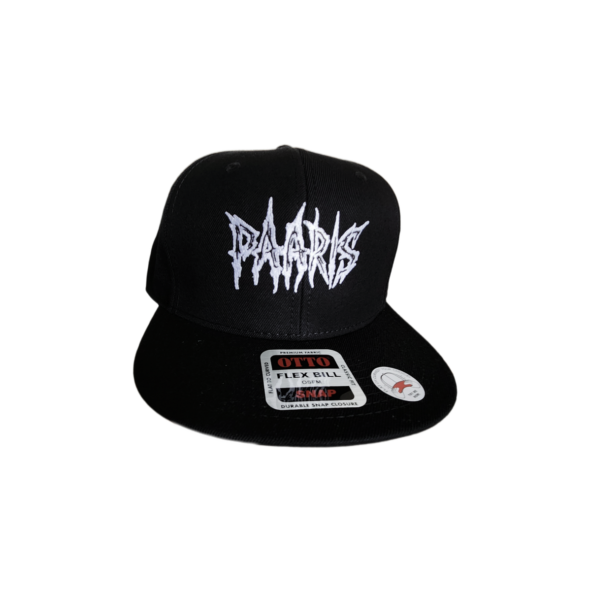 PARI$ CLOTHING Snapback Hat Flex-Brim – Black premium streetwear snap back cap front view