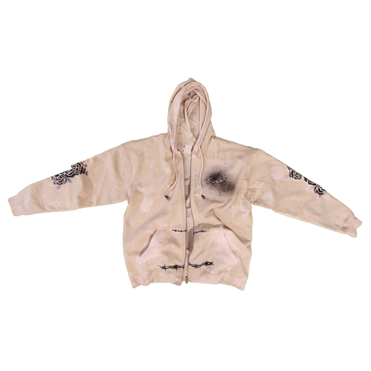 Cream & Lilac Zip-Up Hoodie