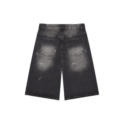 Vintage Wash Denim Shorts by PARI$ CLOTHING – luxury washed denim back view