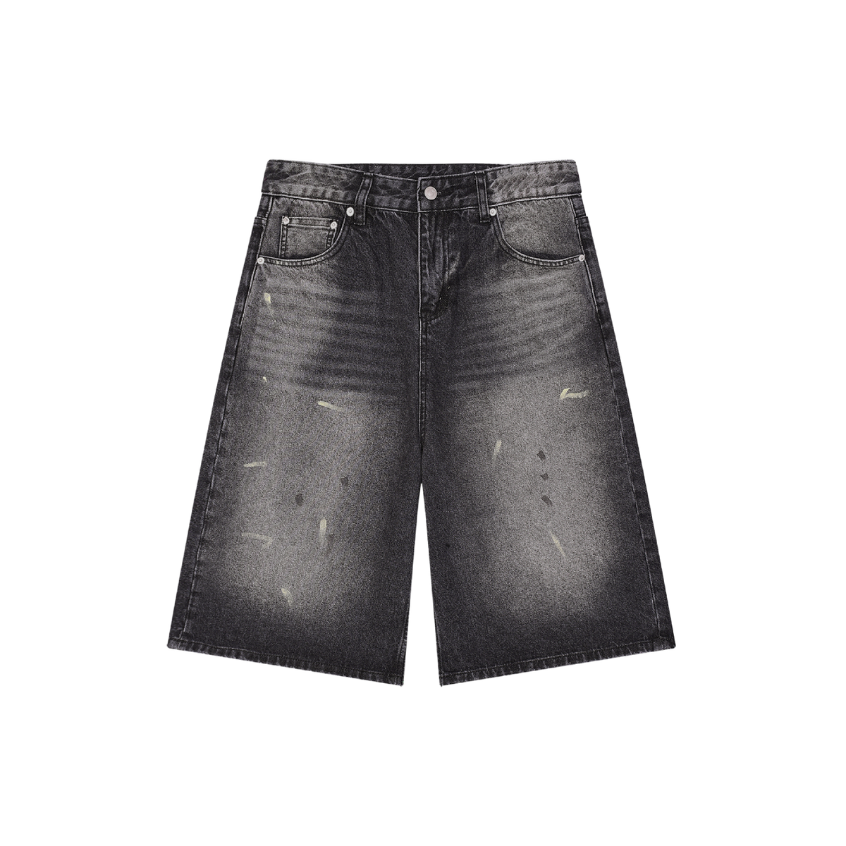 PARI$ CLOTHING Vintage Wash Denim Shorts – acid wash denim streetwear shorts front view
