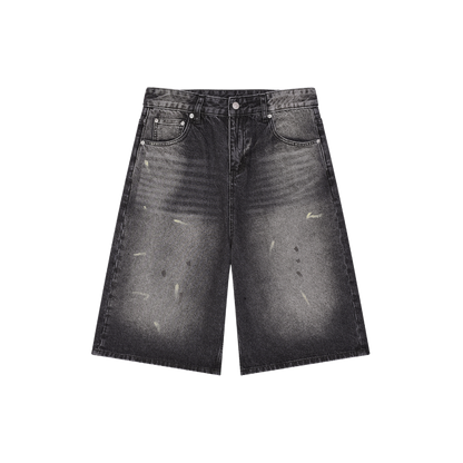 PARI$ CLOTHING Vintage Wash Denim Shorts – acid wash denim streetwear shorts front view